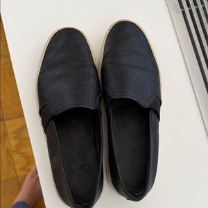 Vince Black Perforated Leather Slip-On Sneakers